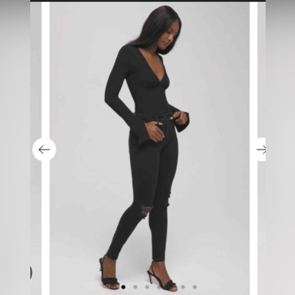 GOOD AMERICAN Good Waist Distressing Black Skinny Jeans 6/28